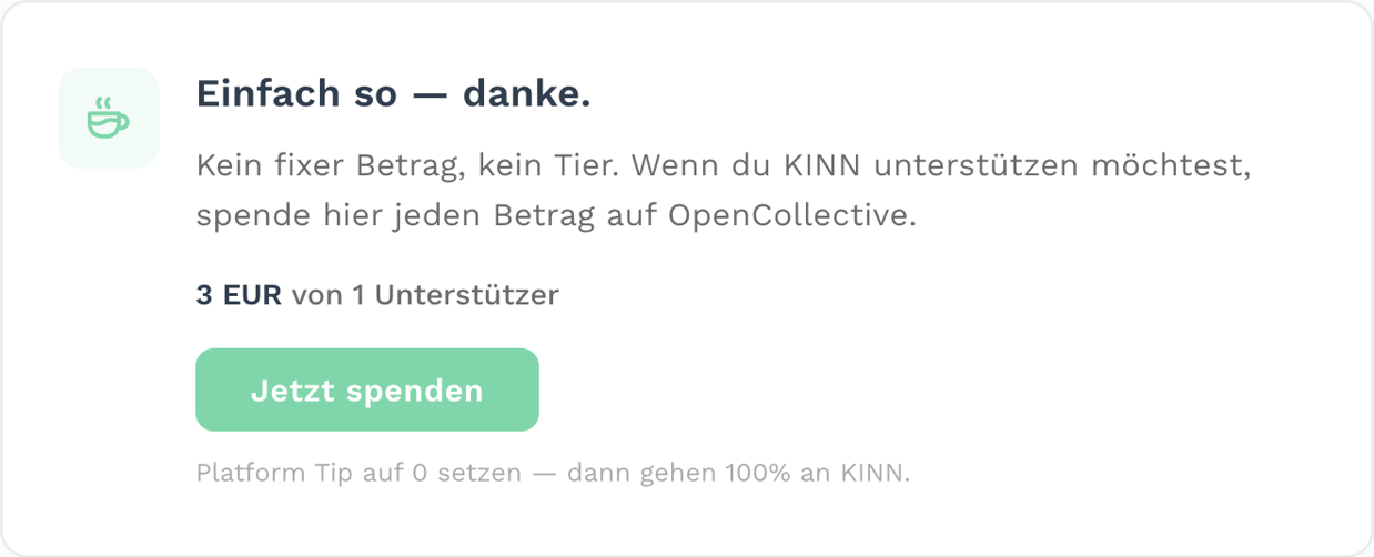KINN auf Open Collective — transparentes Community-Budget
